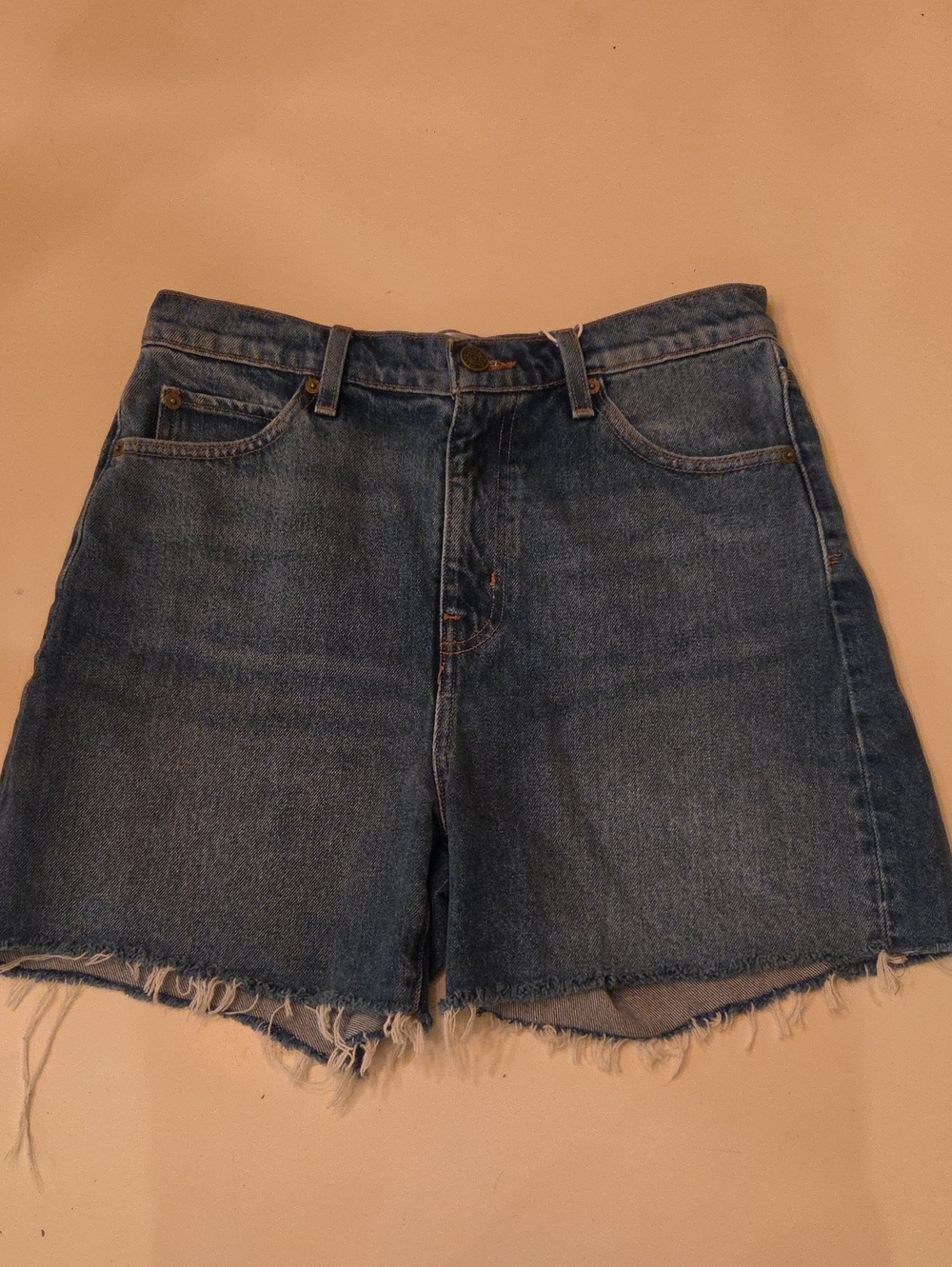 Frame Denim The Easy Short High Rise Frayed Cutoff Blue Size 27 New